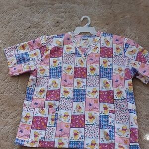 Winnie The Poo Print Scrub Top